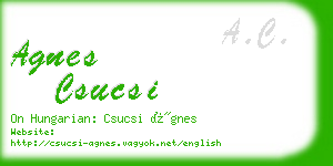 agnes csucsi business card